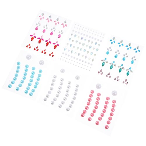 SAFIGLE 6Blätter Selbstklebende Augenbrauen Edelsteine Aufkleber für Gesicht Schmuck Glitzer Juwelen für Makeup Dekoration für Festivals und Partys Strasssteine von SAFIGLE