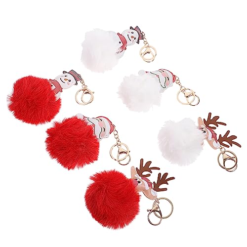 SAFIGLE Einzigartiger Weihnachts-schlüsselring 6-teilig Schlüsselanhänger Puff-schlüsselbund-Set Dekorative Rucksack- Elch-schlüsselring von SAFIGLE