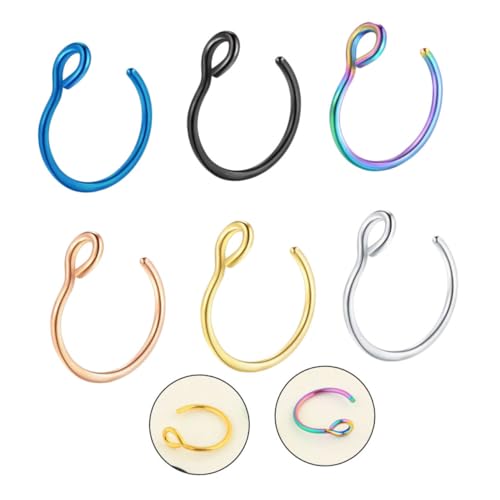 SAFIGLE 6Stücke Teiliges Nasenring Nasenpiercing für Damen Nasenstecker Bunt Roségold Silber Gold Dunkelblau Hochwertige Piercing Dekoration von SAFIGLE