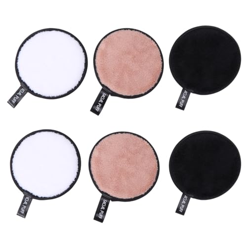 SAFIGLE 6stücke Doppelseitige Reinigungspads Faser-puderquasten Waschbare Make-up-entferner-pads Für Gesicht Gemischter Stil von SAFIGLE