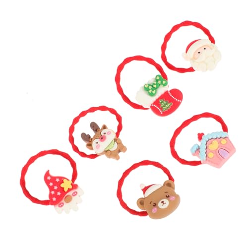 SAFIGLE 6Stücke Weihnachts Haargummis für Damen Elastische Haarseile Festlichen Farben Haarschmuck für Weihnachtsfeier von SAFIGLE