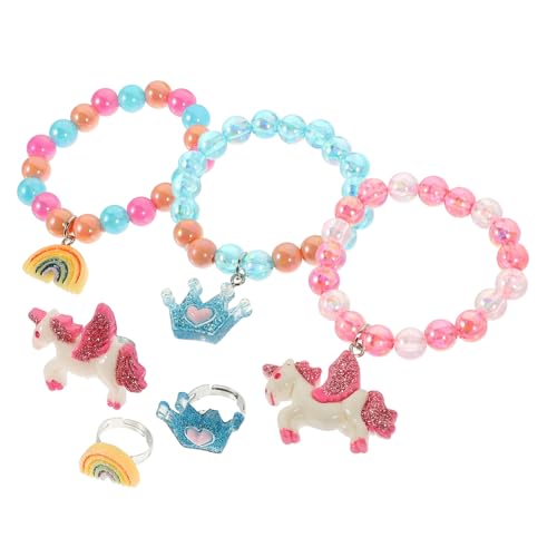 SAFIGLE 6St DIY Armband für Kinder armbänder für kinder party geschenke für kinder Farbperlen Einhorn-Armband freundschaftsarmbänder Ringe Armband aus Plastikperlen Armbänder für Mädchen von SAFIGLE