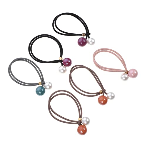 SAFIGLE 6stücke Haarring Für Mädchen Mit Perlen Elastische Haarbänder Haarseil Pferdeschwanzhalter Haarschmuck Für Jeden Anlass von SAFIGLE