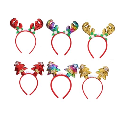 SAFIGLE 6stücke Geweih Stirnband Mit Pailletten Weihnachtsbaum Haarreif Partykopfschmuck Weihnachten Cosplay Dekoration Foto Requisiten Leicht von SAFIGLE