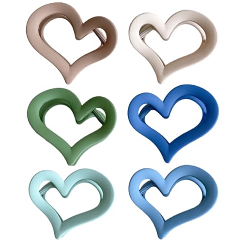 SAFIGLE 6stücke Herzförmige Haarklammern Rutschfeste Acryl Haarkralle Für Frauen Minimalistische Haarstyling-tools in Verschiedenen Farben Für Dickes Haar von SAFIGLE