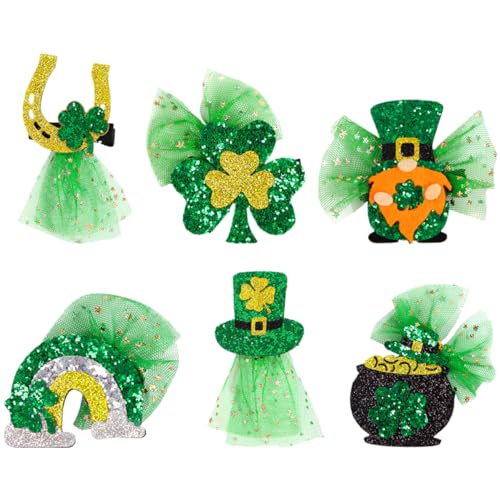 SAFIGLE 6stücke St Patrick's Day Haarspangen Mit Kleeblatt Regenbogen Hut Goldtopf Pferdehuf Und Kleinen Frechheiten Kreative Haarschmuck Für Mädchen Und Damen Party-zubehör von SAFIGLE