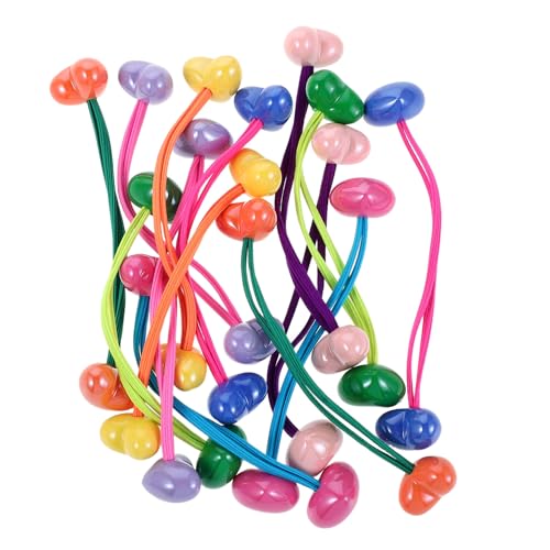 SAFIGLE 7 Paar Mädchen Haargummis mit Herz, Acrylperlen & Doppelherz-Anhängern, bunte Ponytail-Halter für Kinder, farbenfroher Schmuck für kleine Mädchen von SAFIGLE