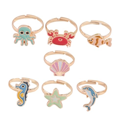 SAFIGLE 7 Stück Teiliges Kinderringe Set Langlebiger Legierung mit Niedlichen Cartoon Motiven Glänzend Poliert Farbenfroh Verstellbar Modischer Schmuck für Mädchen SAFIGLE 7 Stück Teiliges Kinderringe Set Langlebiger Legierung mit Niedlichen Cartoon Motiven Glänzend Poliert Farbenfroh Verstellbar Modischer Schmuck für Mädchen von SAFIGLE