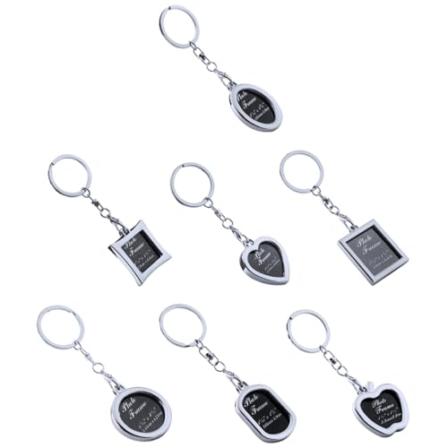 SAFIGLE Schlüsselanhänger Cool 7-teilig Fotorahmen Schlüsselanhänger Edelstahlhalter für Ihre Tasche von SAFIGLE