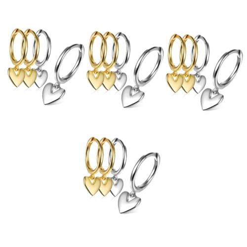 SAFIGLE 8 Paare Herz-Ohrringe Mode-Ohrringe Ohrringe für Damen aus Sterlingsilber kolczyki damskie heart earrings goldene Ohrringe Silberne Ohrringe Herzförmig Anhänger Ohrentropfen S925 von SAFIGLE