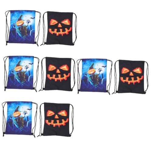 SAFIGLE 8 STK Kürbiskopf-Rucksack Halloween-kordelzugbeutel Rucksack Mit Kordelzug Für Kinder Bäckerei Tasche Snack-Tasche Urlaub Leckerbissen Tasche Mann Sporttasche Wasserdicht Polyester von SAFIGLE