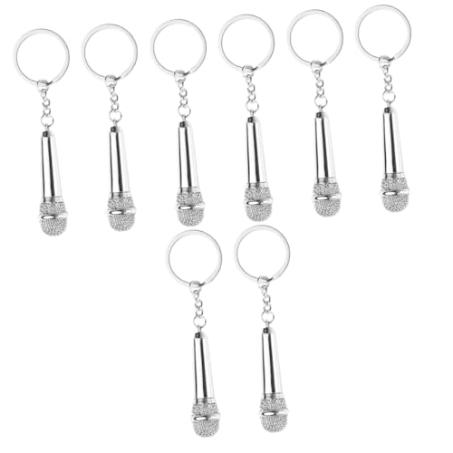 SAFIGLE 8stücke Mikrofon Schlüsselanhänger Silberfarbene Mikrofon Dekoration Für Taschen Und Schlüssel Für Projekte Für Musikliebhaber von SAFIGLE