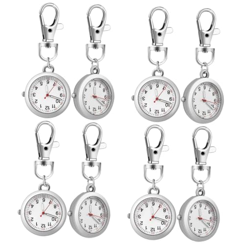 SAFIGLE 8 STK Taschenuhr Stainless Steel inoxlm Uhr mit Strass-Revers Damenuhr Uhrengehäuse für Herren Schlüsselringe Schlüsselanhänger Uhren Schwesternuhren für Damen Strasssteine Brosche von SAFIGLE