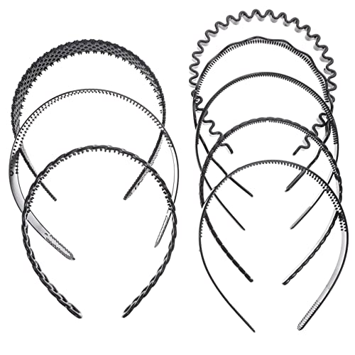 SAFIGLE 8 Stück Anti-rutsch-haarband Trainieren Stirnbänder Für Frauen Sport Männer Hart Schweiß Haarbänder Einstellbar Elastische Stirnbänder Schlank Haarschmuck Stirnband Plastik Schwarz von SAFIGLE