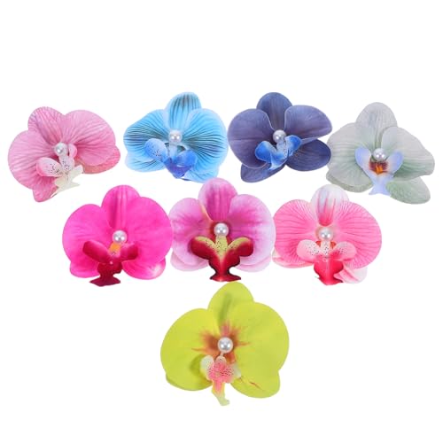 SAFIGLE 8 Stück Blumen Haarspangen Schmetterlings Orchideen Blumenschleifen Krokodilklemmen Für Frauen Und Mädchen Brautschmuck Hochzeitsaccessoire Strandparty Hochzeitsdekoration von SAFIGLE