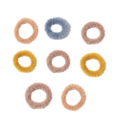 SAFIGLE 8 Stück Teiliges Buntes Plüsch Haargummi Weiche Elastische Haarbänder für Mädchen Niedliche Ponytail Halter Vielseitiges Haarschmuck Accessoire für Alltag und Weihnachten von SAFIGLE