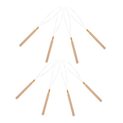 SAFIGLE 8 Stück Teiliges Haarverlängerung Set mit Holzgriff Stabiles Edelstahl häkelnadel Werkzeug für Perücken Haarschmuck und Einfädeln von Micro ringen Leichtes Styling für von SAFIGLE