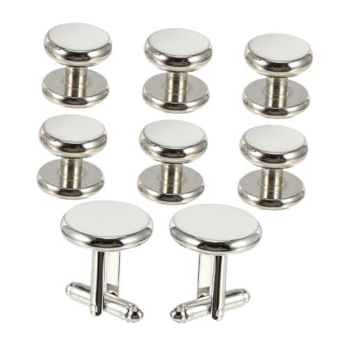 SAFIGLE 8 Stück Teiliges Manschettenknopf-set für Herren Runde Tuxedo Manschettenknöpfe und Hemdknöpfe Stilvolle Französische Manschettenaccessoires für Business Hochzeiten und Formelle von SAFIGLE