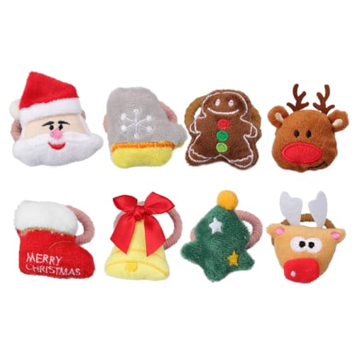 SAFIGLE 8 Stück Teiliges Weihnachts Haargummi für Mädchen Cartoon Design Elastisch und Langlebig Bunte Haarringe für Frauen Festliche Haarschmuck Accessoires von SAFIGLE
