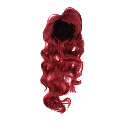 SAFIGLE Rote Locken Perücke Mit Fransen Lange Gewellte Damenhaarperücke Haaraccessoire Für Frauen Spitzenhaarperücke Glatte Haarhaube Für Cosplay Und Alltag von SAFIGLE