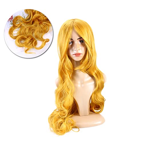 SAFIGLE Glatte Lange Haarperücke in Gelb Für Cosplay Bühnenauftritte Und Alltag Spitzenhaarperücke Als Haaraccessoire Für Damen Robust Und Bequem von SAFIGLE