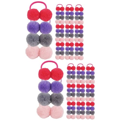 SAFIGLE 80 Stk Pom Pom Scrunchie Elastischer Haarhalter Haarband Plüschkugelhaarbänder Haarring Für Mädchen Plüsch-haarseile Haarringe Kopfbedeckung Baby Elastizität Elastische Kordel von SAFIGLE