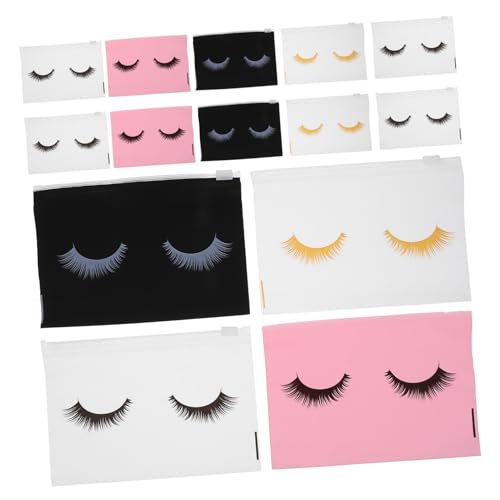 SAFIGLE 80Stücke Make Up Taschen Wimpern Reißverschlusstaschen Tragbare Kosmetik Organizer für Reise Eva Aufbewahrungstaschen Schwarz Gold und Weiß von SAFIGLE