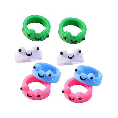 SAFIGLE 8 Stück Frosch Schmuck Ringe Aus Harz Bunte Dekorative Fingerringe Für Damen Süße Ebene Schmuck Geschenke Für Partys Und Alltag von SAFIGLE