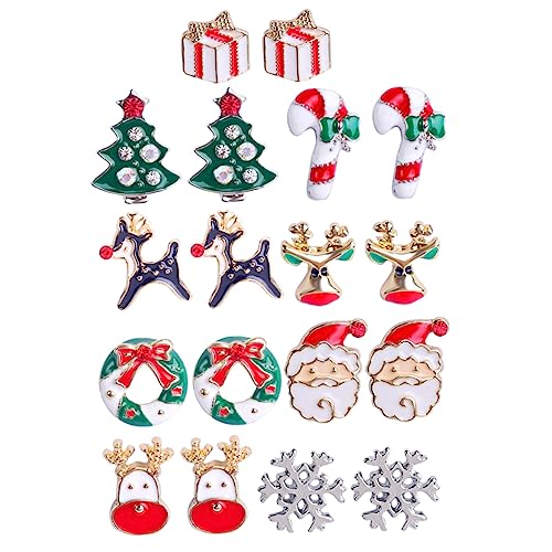 SAFIGLE 9 Paare Teiliges Weihnachts Ohrringe Legiertem Ohrstecker mit Weihnachtsbaum Langlebig Stilvoller Ohrschmuck für Damen Passend zu Xmas Feiern und Festlichen Anlässen von SAFIGLE