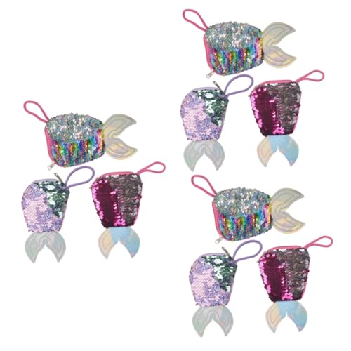 SAFIGLE 9stücke Meerjungfrau Geldbörse Mit Sequins Design Für Mädchen Party- Kleine Aufbewahrungstaschen Für Münzen Schlüssel Und von SAFIGLE