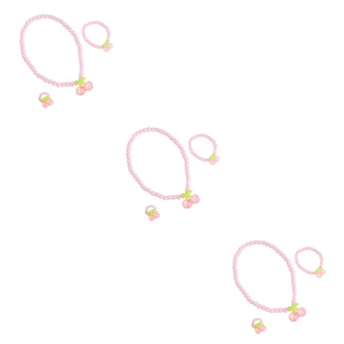 SAFIGLE 9 Stk Kirschenkette für Kinder kindergeburtstags mitgebsel perlenkette pearl necklace Halskette Halsband Perlenschmuck für Kinder Mädchen einstellen dreiteiliger Anzug Zubehör Rosa von SAFIGLE