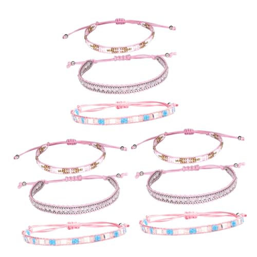 SAFIGLE 9 Stück 1 frauen schmuck Perlenarmbänder böhmische Armreifen geschenke für den einzug business geschenke handgefertigte geflochtene Armbänder frauen armbänder Böhmen Armband Rosa von SAFIGLE