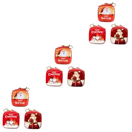 SAFIGLE 9 Stück Münzgeldbörse Weihnachten Weihnachten Mini Reißverschlusstasche Weihnachtsmünzbeutel Weihnachtsbeutel Weihnachts Clutch Geldbeutel Weihnachts Süßigkeiten Geldbeutel von SAFIGLE