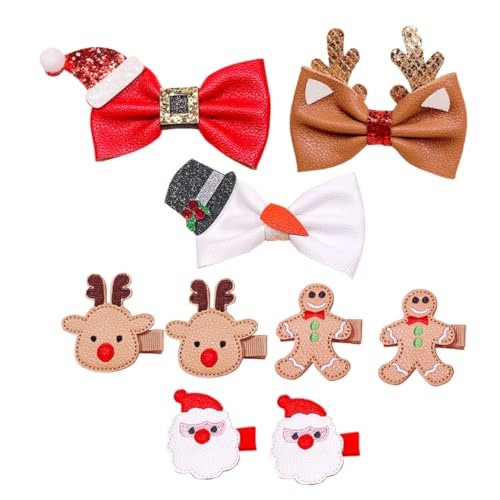 SAFIGLE 9 Stück Teiliges Weihnachts Haarclip mit Kleinen Hochwertigen Leder Schleifen Festliche Haarschmuck für Frauen und Mädchen Vielseitig Verwendbar als Weihnachts Accessoire und Party von SAFIGLE
