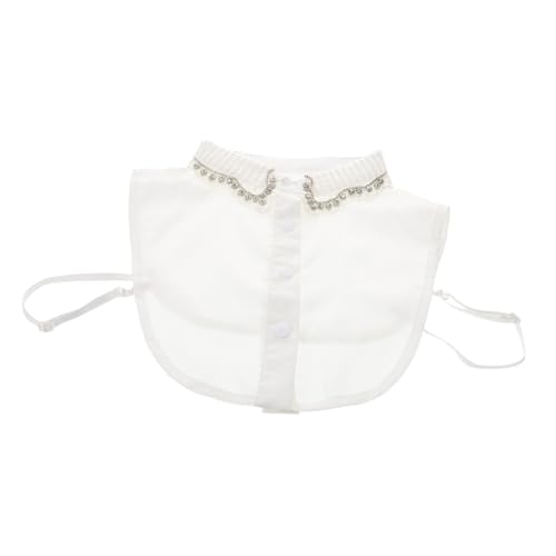 SAFIGLE Abnehmbarer Damen Fake Blusenkragen mit Strasssteinen Kurzärmeliger Hemdkragen aus Chiffon Vielseitiger Einsatz für Pullover Mäntel Frühling Winter Eleganter Falscher Kragen für von SAFIGLE