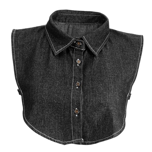 SAFIGLE Abnehmbarer Damen Fake Kragen aus Denim Halbblusen Kragen Verstellbar Modisches Zubehör für Pullover Jacken und Shirts und Pflegeleicht von SAFIGLE