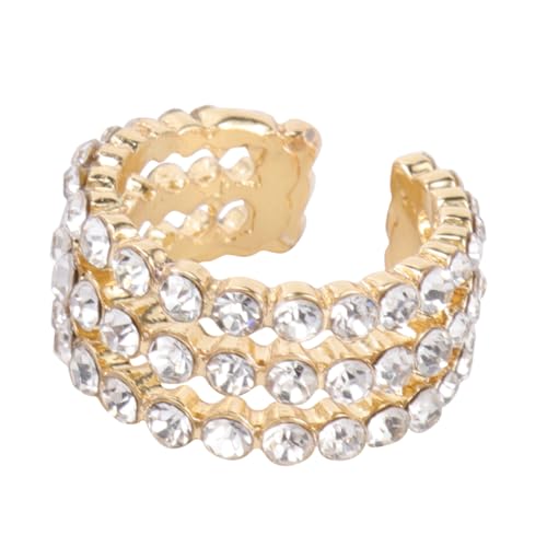 SAFIGLE Alloy Ohrclip Damen Multilayer Ohrschmuck mit Bunten Strasssteinen Weiß Langlebig Sicher Modisch für Alltag Reisen Shopping Eleganter Praktischer Ohrclip von SAFIGLE