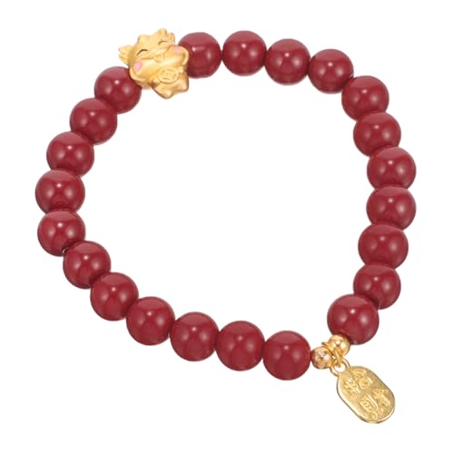 SAFIGLE Armband „Jahr des Drachen“. Amulett Armband Sternzeichen-Charm-Armbandschmuck Armbänder Handgelenkschmuck Perlenarmband Verblasst nicht schmücken Männer und Frauen Glas rot von SAFIGLE