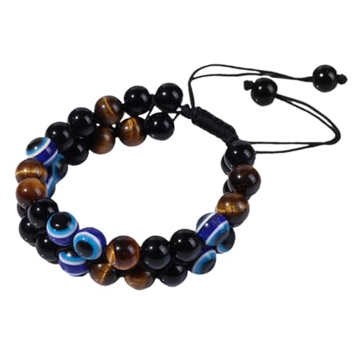 SAFIGLE Armband mit Bösem Auge für Männer Frauen Verstellbare Yogahandkette Naturstein mit Perlen Robustes Modisches von SAFIGLE