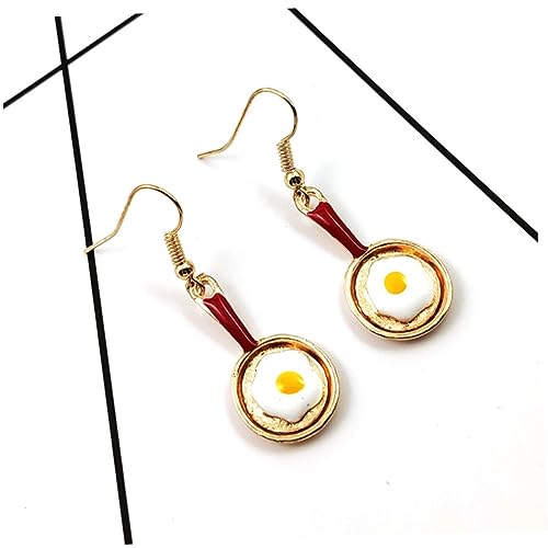 SAFIGLE Asymmetrische Kleine Spatel Ohrringe mit Spiegelei Leichte Ohrstecker für Damen Rotes Design Originelles für Freundinnen und Studenten von SAFIGLE