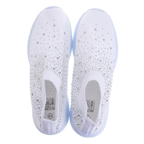 SAFIGLE Atmungsaktive Barfußschuhe Damen Strass Loafers mit Dicker Federnder Sohle Ultraleichtem Stretchigem Mesh Obermaterial Schnell Trocknend für Trailrunning und Sportliche von SAFIGLE