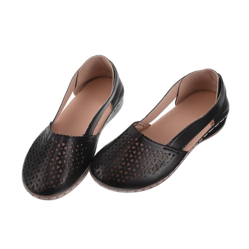 SAFIGLE Atmungsaktive Damen Sandalen Wedges Sommer Schwarz Geschlossener Zehenbereich Hohlraum Design Langlebig Komfortabel Für Outdoor und Freizeit von SAFIGLE