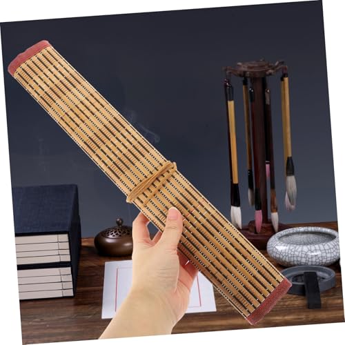 SAFIGLE Bambus Stifterolle Federmäppchen mit Baumwollkordel Kalligraphie Pinsel Tasche Große Kapazität Pencil Roll Up Case für Künstler Aufbewahrung und Transport von Zeichenstiften von SAFIGLE