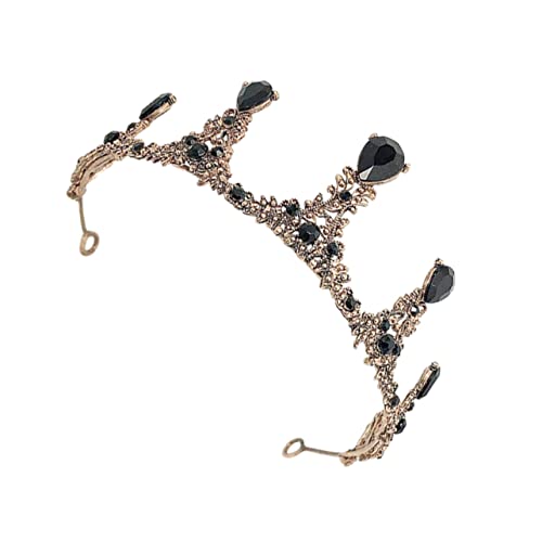 SAFIGLE Barock Kristallkrone Damen Haarreif Hochzeitsaccessoire Schwarz Leicht und Bequem Brautschmuck für Hochzeit Geburtstag Party von SAFIGLE