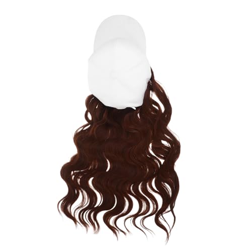 SAFIGLE Baseballcap mit Integrierter Natürlicher Synthetischer Perücke Leichte Atmungsaktive Damen-hutperücke für Alltag und Outdoor Modische Weiße Kappe mit Welligem Hellbraunem Langhaar von SAFIGLE