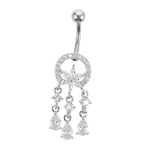 SAFIGLE Bauchnabelpiercing Design Dangle Nabelring Glänzend Rostfrei Schmuck für Damen und Herren Party Urlaub von SAFIGLE