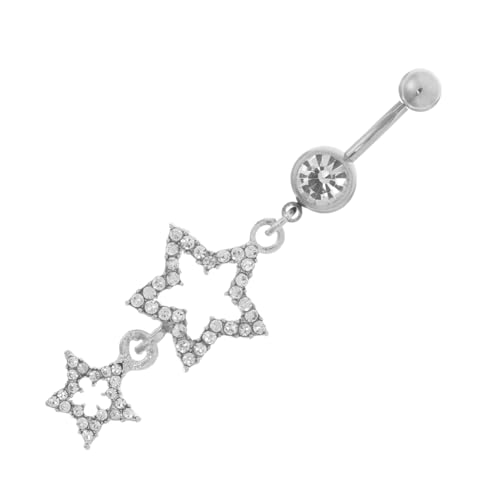 SAFIGLE Bauchnabelpiercing Mit Baumelndem Sternanhänger Strasssteinen Für Damen Nabelring Kristallen Dangle Body Jewelry Schmuck von SAFIGLE
