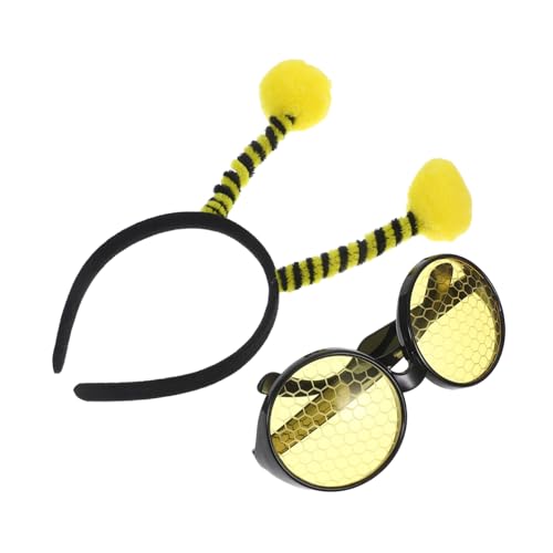 SAFIGLE Bienen Kostüm Teiliges Halloween Party Zubehör Bienen Stirnband mit Gelben Kugeln und Brille für Karneval Cosplay Fotoshooting von SAFIGLE
