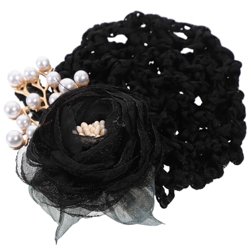 SAFIGLE Blumen Haarnetz für Dutt Damen Haarschmuck mit Blumen Design Eleganter Haarnetz Haarschmuck für Ballett Servicekräfte Krankenschwestern und Alltag Schwarz von SAFIGLE