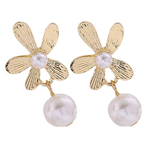 SAFIGLE Blumenohrringe Damen Kleine Ohrstecker mit Perlen Schmuck Modisch Elegant Langlebig Komfortabel von SAFIGLE